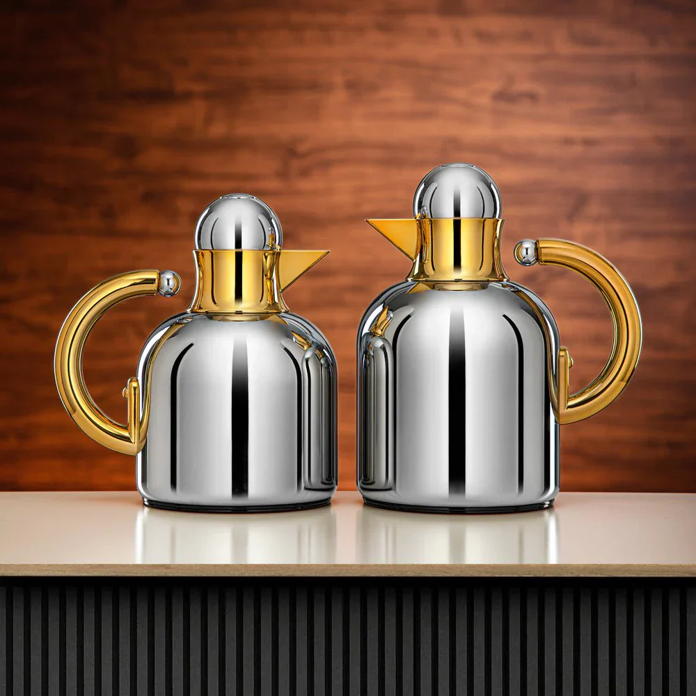 Almarjan Vacuum Flask Set 0.6L + 1L Silver & Gold