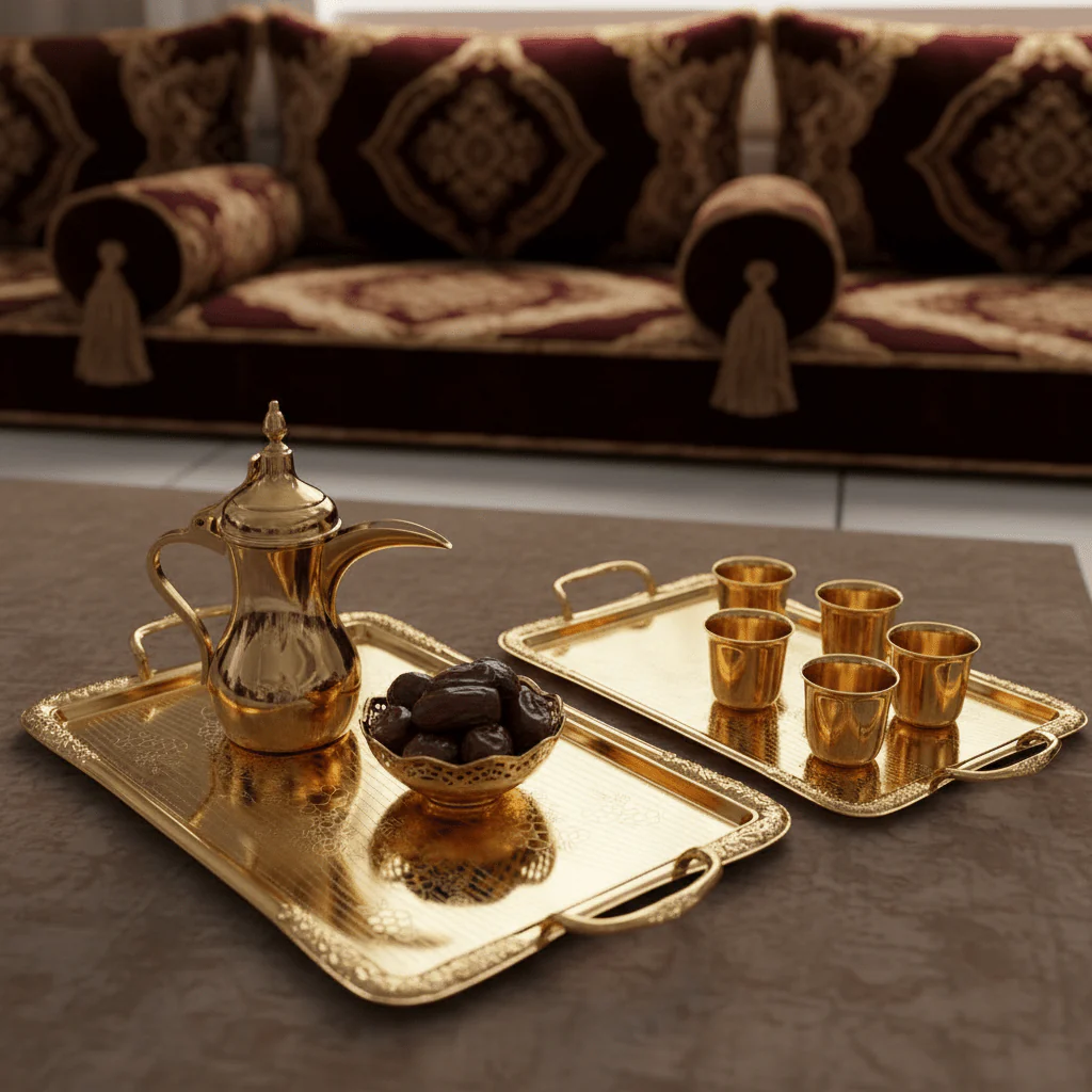 Pilsco 2-Piece Gold Stainless Steel Rectangle Serving Tray Set | 34×23cm & 40×28cm - Image 2