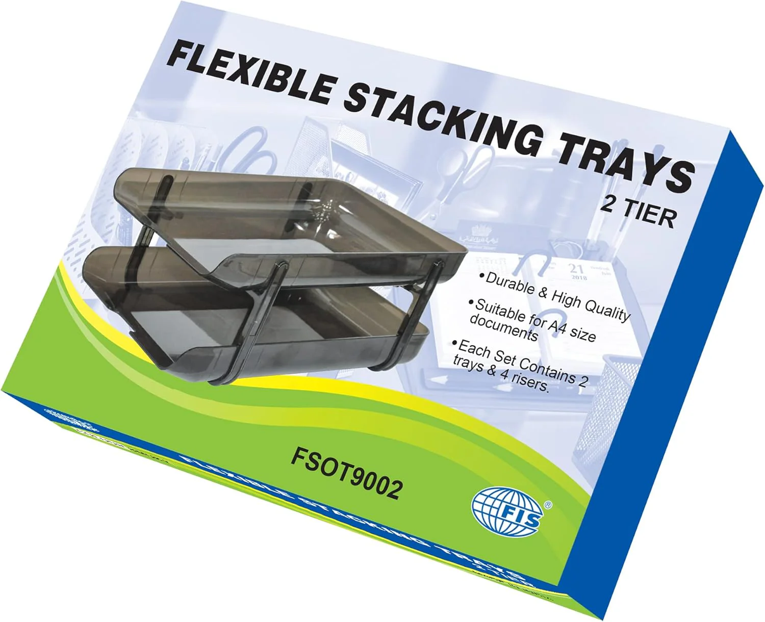 FIS FSOT9002 Flexible Stacking 2-Tier Document Tray – Smoky - Image 3