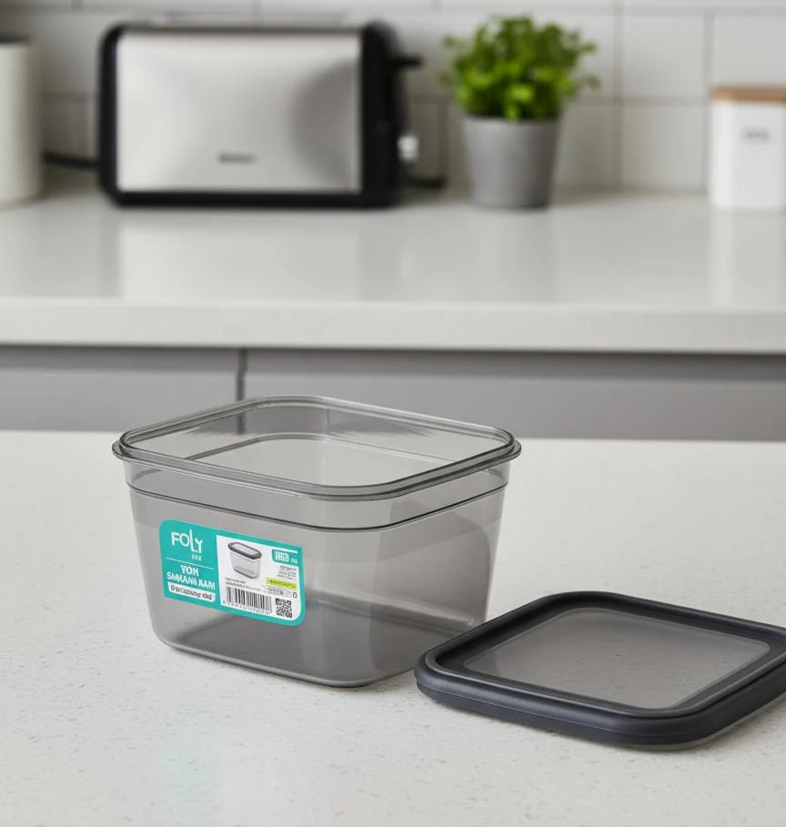 FOLY LIFE Medium Storage Box 800ml Transparent Gray | Reusable Airtight Food Container - Image 3