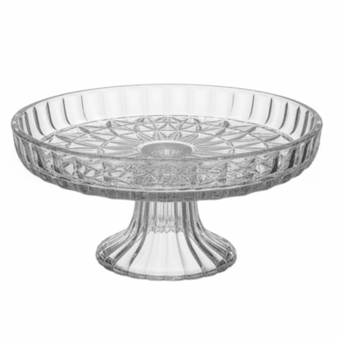 Crystal Footed Glass Candy Plate | Cut Glass Pedestal Serving Dish | 17×8 cm