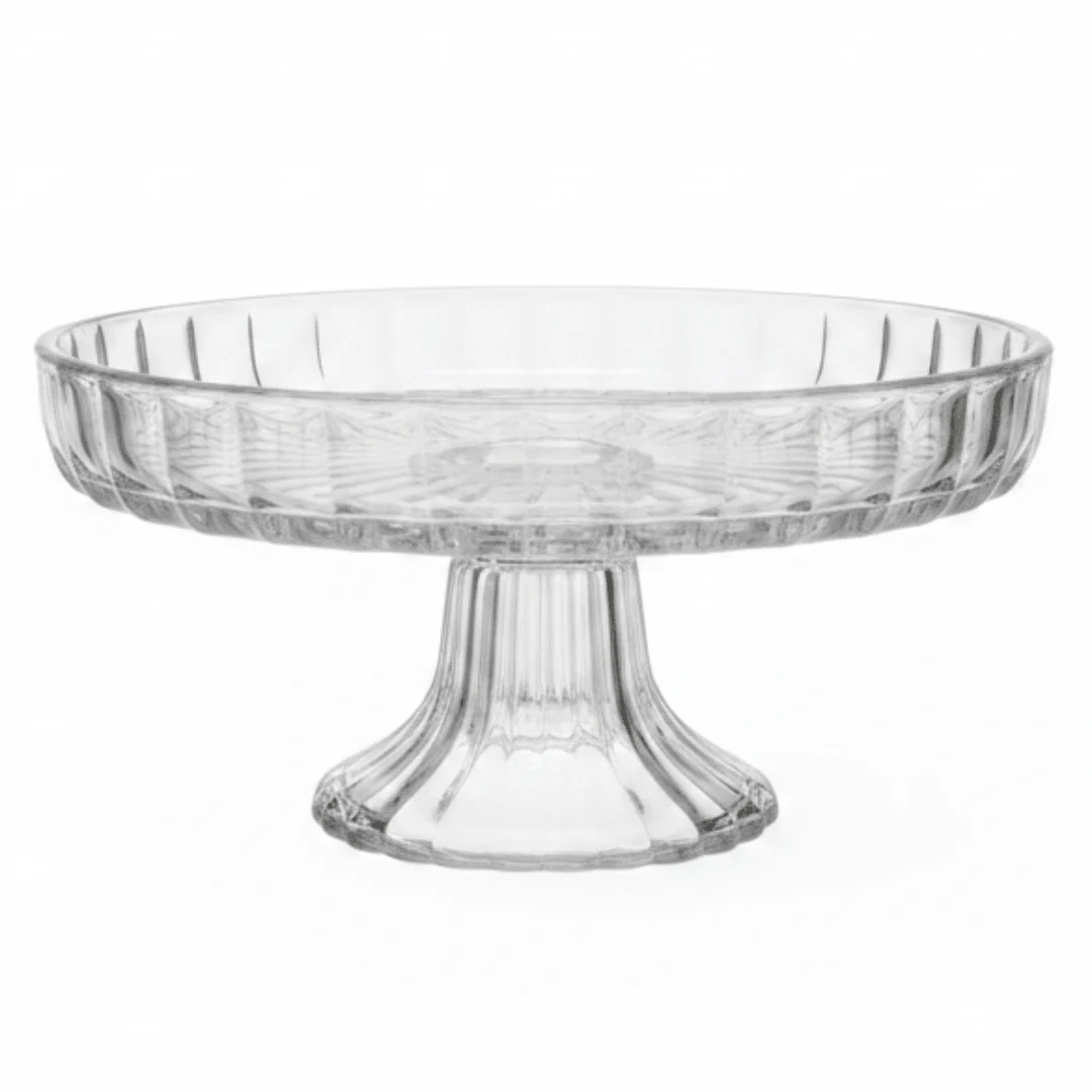 Footed Crystal Glass Candy Plate | Elegant Pedestal Serving Dish | 17×8 cm