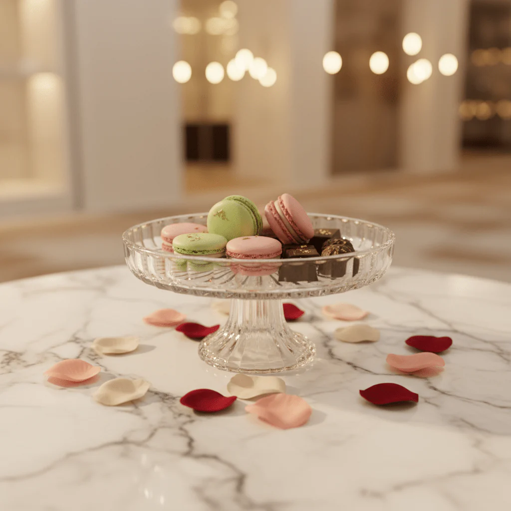 Footed Crystal Glass Candy Plate | Elegant Pedestal Serving Dish | 17×8 cm - Image 2