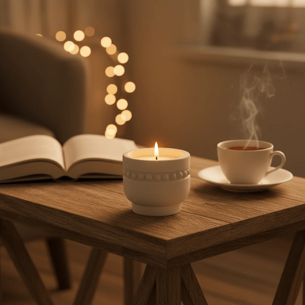 Fresh Touch Scented Candle — Elegant Cream Chalk Cup - Image 3