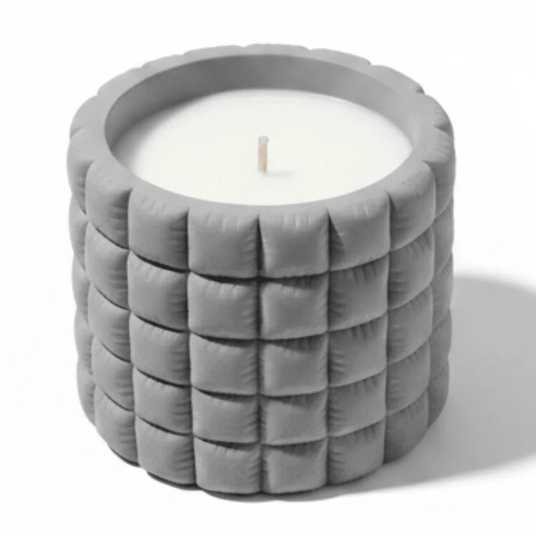 Fresh Touch Scented Candle — Grey Chalk Quilted Cup | 10×9 cm