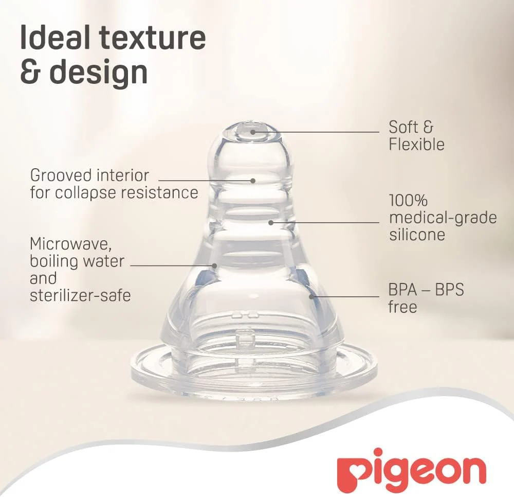 Pigeon Peristaltic Silicone Nipple, 2 Pieces,Size M - Image 4