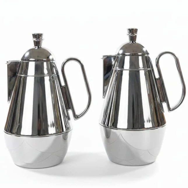 Fursan 2-Piece Vacuum Flask Set – 0.7L & 1.0L Stainless Steel Thermal Insulated Coffee & Tea Server – Silver