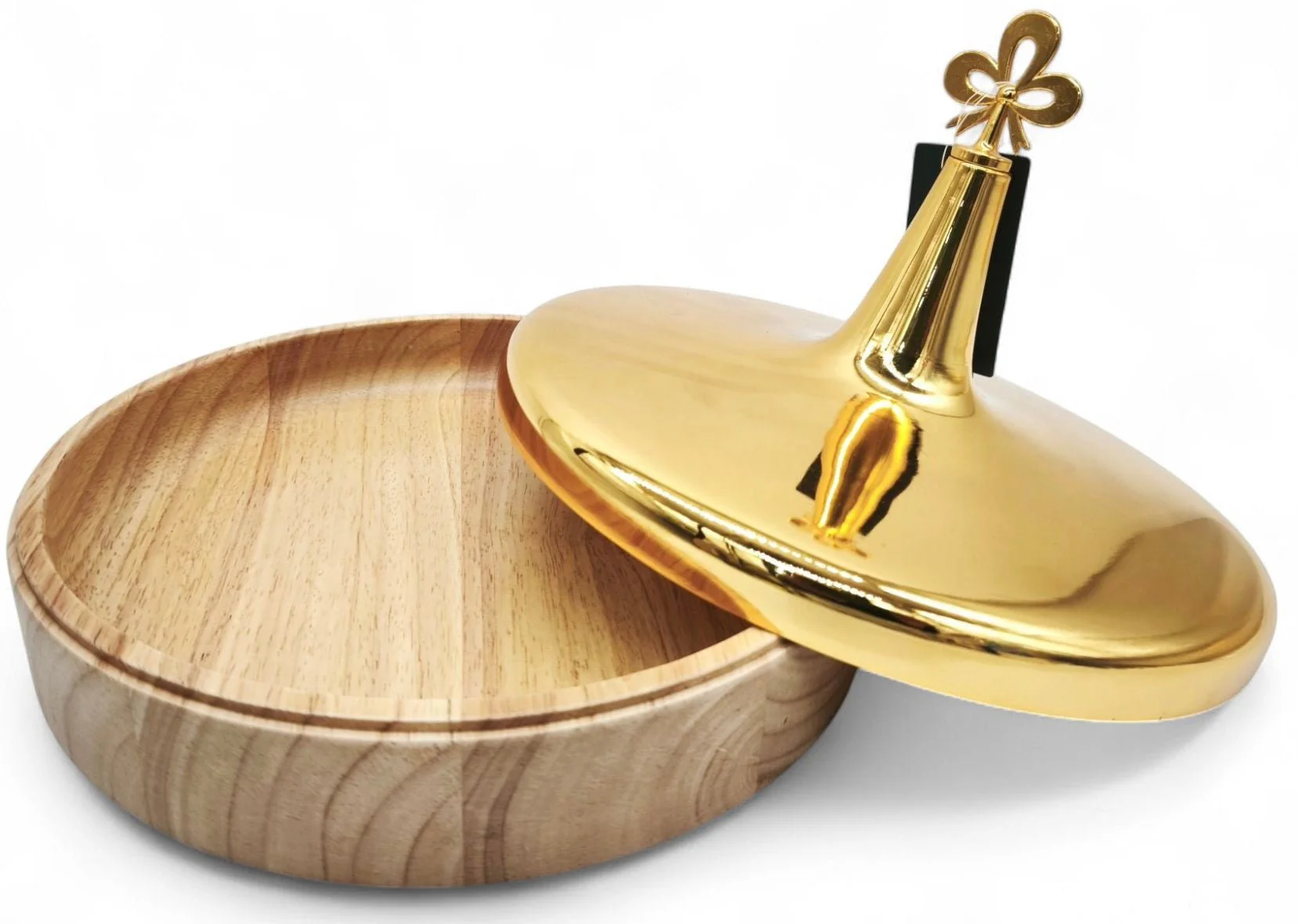 Fursan Dates Tray 27.5Cm Wooden With Gold Lid - Image 4