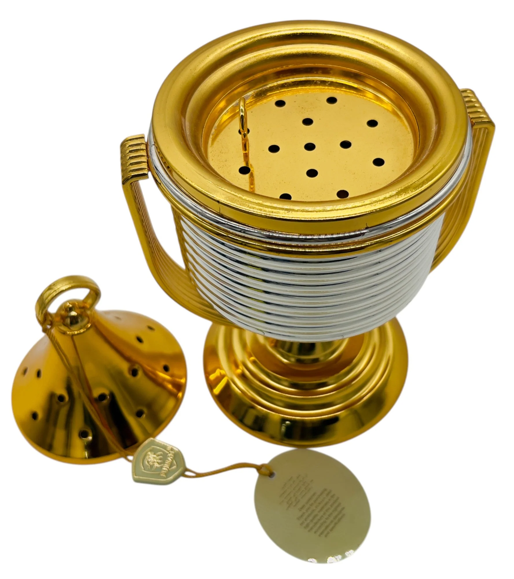 Fursan Glass and Metal Incense Burner 23cm*10.5cm, Gold/Silver- AF22B - Image 2
