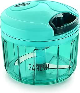 Ganesh Multipurpose Plastic Vegetable Chopper Cutter 3 Blades for Effortlessly Chopping Vegetables and Fruits for Your Kitchen, Pool Green (725 ml)