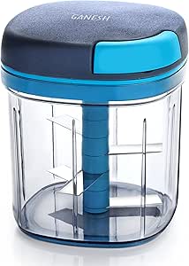 Ganesh Multipurpose Plastic Vegetable Master Chopper with 5 Stainless Steel Blades Blades for Effortlessly Chopping Vegetables and Fruits for Your Kitchen, XL Large Jumbo Chopper (900 Ml)