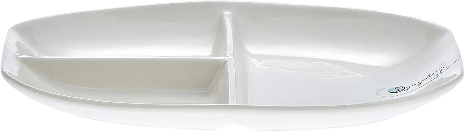 SYMPHONY Collection – 25 cm White Ceramic Three-Section Serving Plate - Image 3