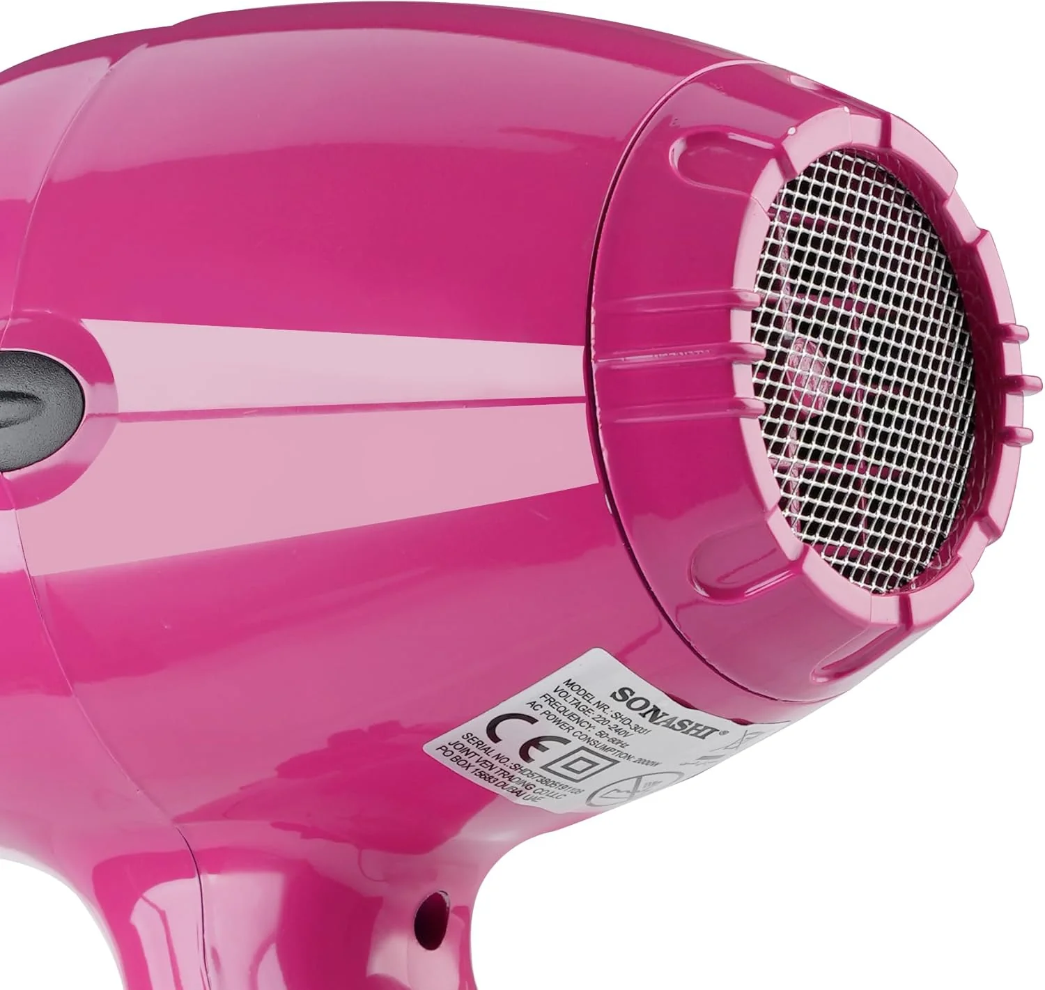 Sonashi Hair Dryer with Cold Hot Wind, 2 Heat and Airflow Settings, With Cool Shot and AC Motor, Nozzle for Fast Drying & Smooth Finish, Lightweight Design, For All Hair Types, 2000W SHD-3031 Pink - Image 2