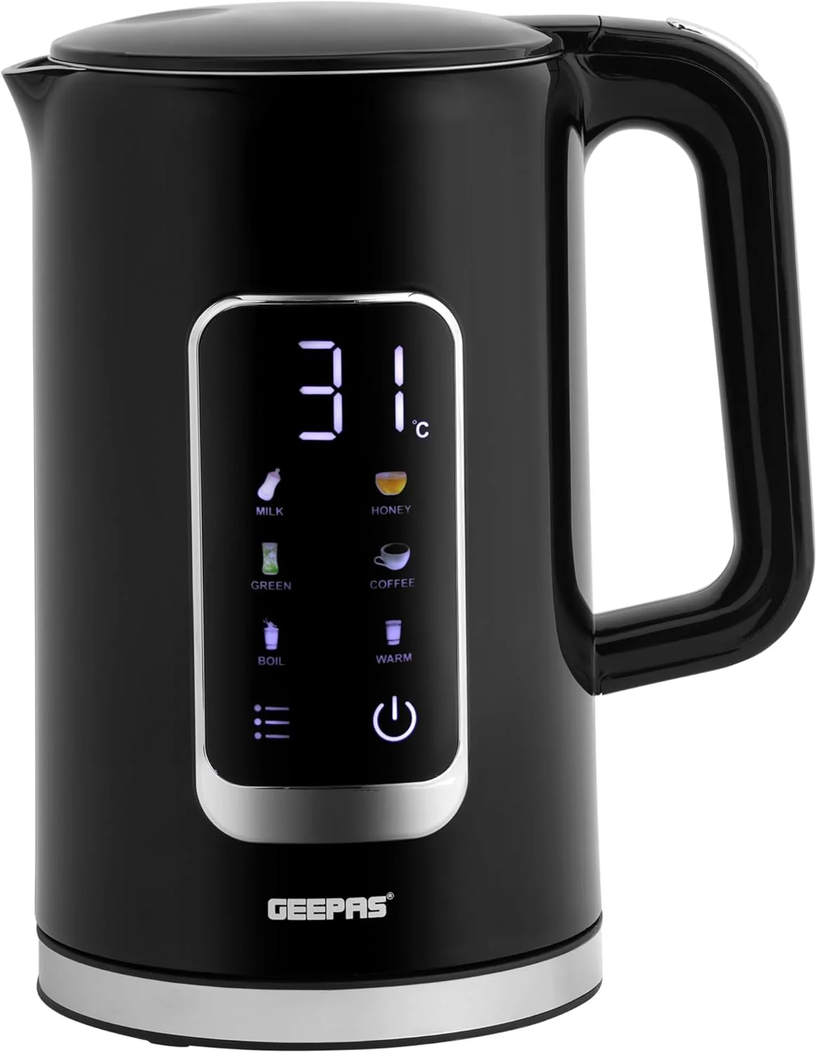 Geepas Double Layer Kettle, Black, GK38052|1.7L Digital Display Kettle Dry Boiling Protecction/Quick Boil Water, Tea and Coffee Maker-2200 Watts