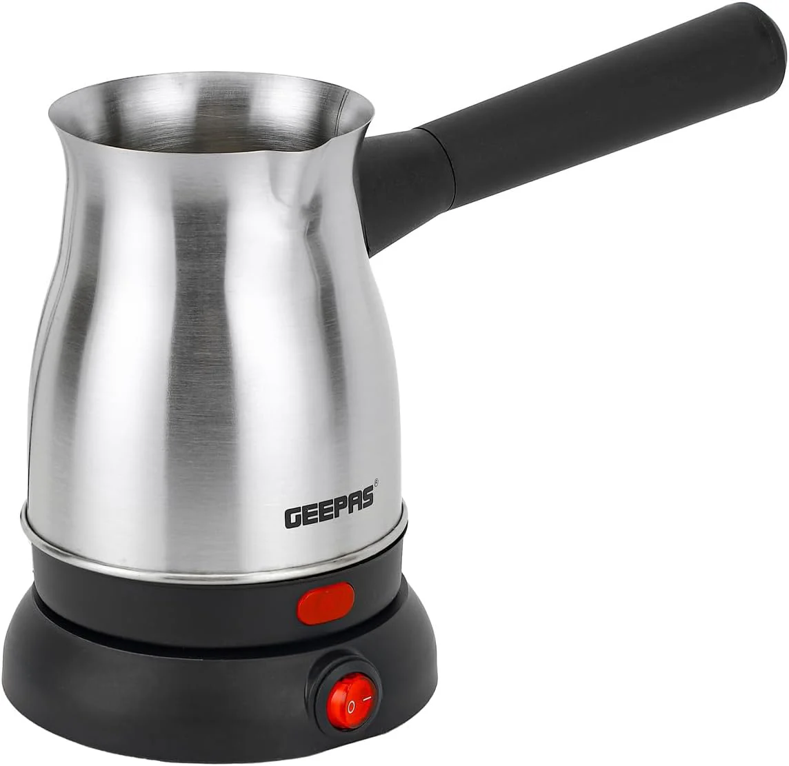 GEEPAS Electric Turkish Coffee Maker 0.8L GK38050 – Stainless Steel Coffee Kettle with 360° Rotational Base, Food-Grade Safe, Non-Automatic Cut Off, Perfect for Home & Office Use