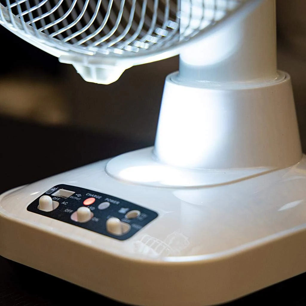 Geepas GF21118 12'' Rechargeable Fan - 2 Speed Settings with 6 Hours Continuous Working & 24 Hours LED Light | 5000 Mah Battery | Ideal for Office, Home & Outdoor Use - Image 4