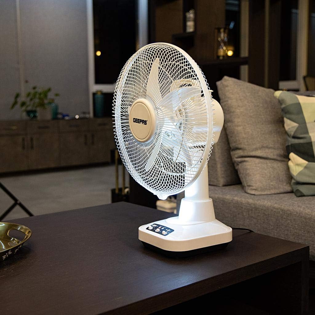 Geepas GF21118 12'' Rechargeable Fan - 2 Speed Settings with 6 Hours Continuous Working & 24 Hours LED Light | 5000 Mah Battery | Ideal for Office, Home & Outdoor Use - Image 5