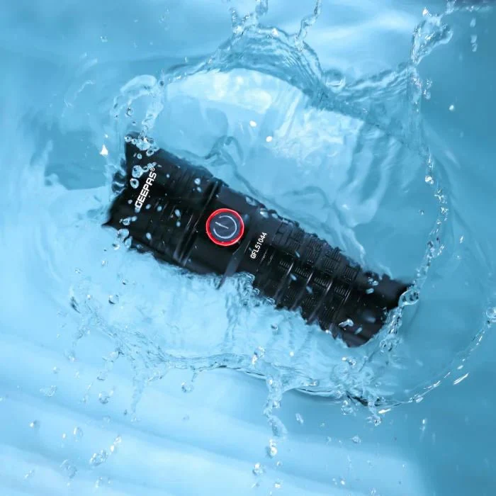 Geepas GFL51044 LED Flashlight with Built-in Power Bank | Waterproof Rechargeable Torch | Black Color | Ideal for Outdoor Adventures - Image 3