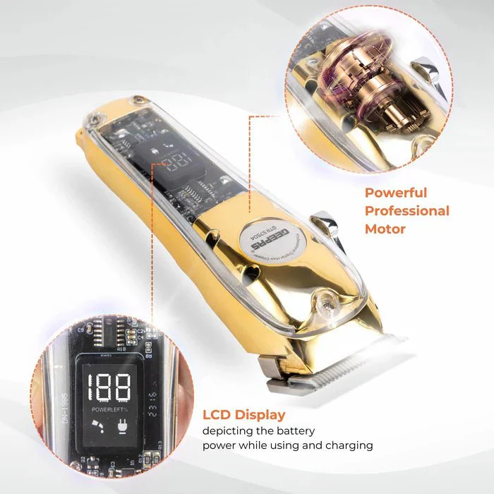 GEEPAS Professional Digital Hair Clipper 4 Adjustable Cutting Blades and 8 Different Length Limit Combs with LCD Display- GTR57504 - Image 4