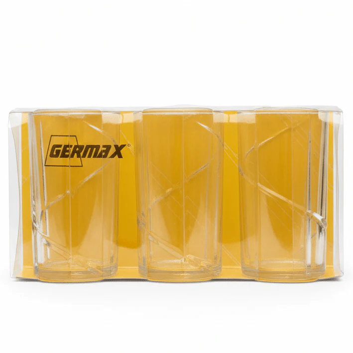 Germax Classic Clear Glass Tumbler Set – Durable Everyday Drinking Glasses, 3 Pieces, 250 ml