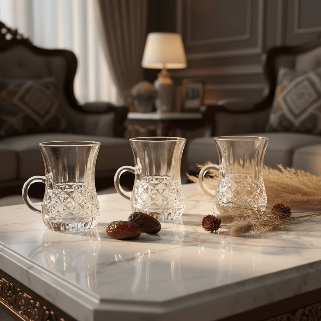 Germax Luxury Crystal Diamond-Cut Tea Glass Set of 3 Pieces | 100ml | Premium Glassware for Home & Gifting - Image 2