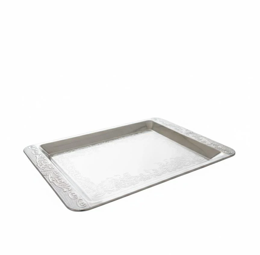 Germax Mini Rectangular Steel Tray – Compact Silver Design | 20×12 cm Stylish Tableware - Image 2
