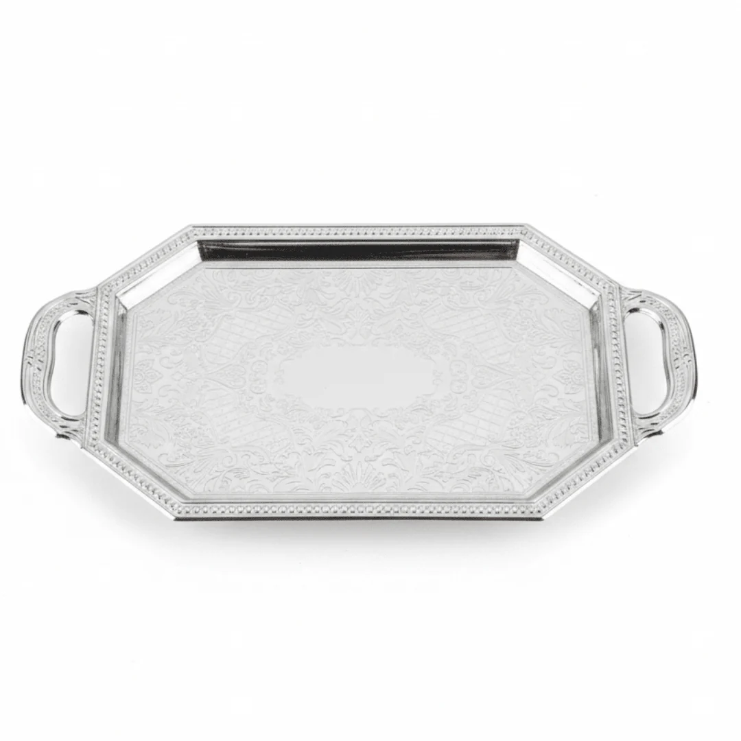 Germax Silver Metal Elegant Serving Tray – 20×10cm
