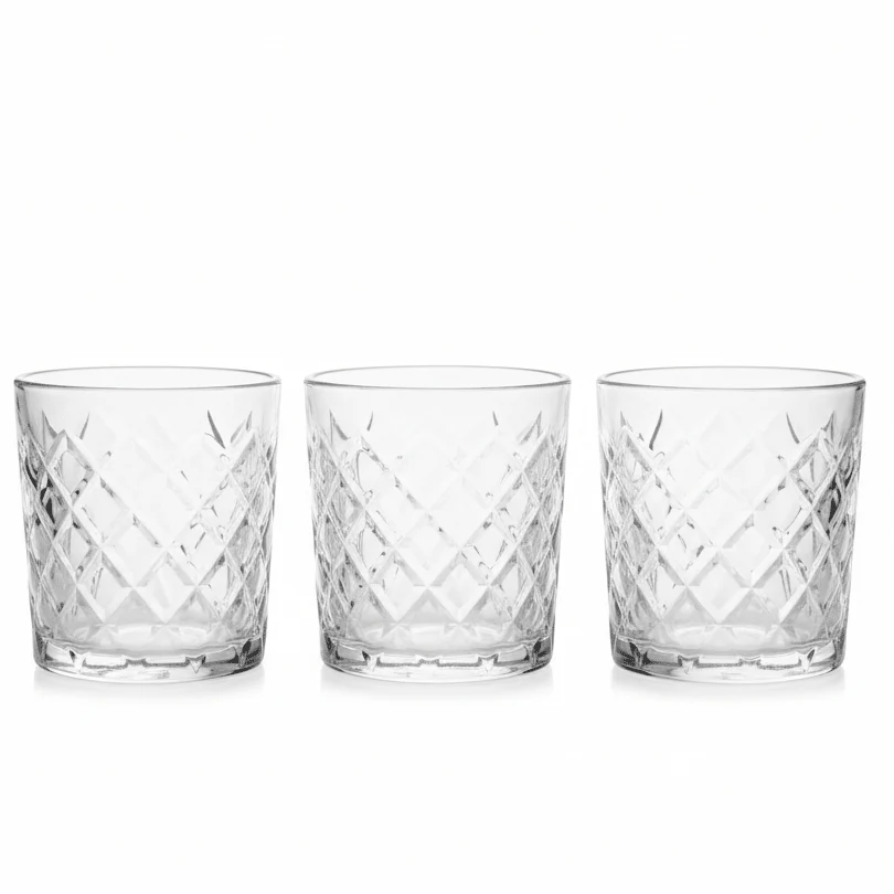 Germax Small Clear Glass Tumblers – Stylish Everyday Drinkware Set, 3 Pieces, 150 ml