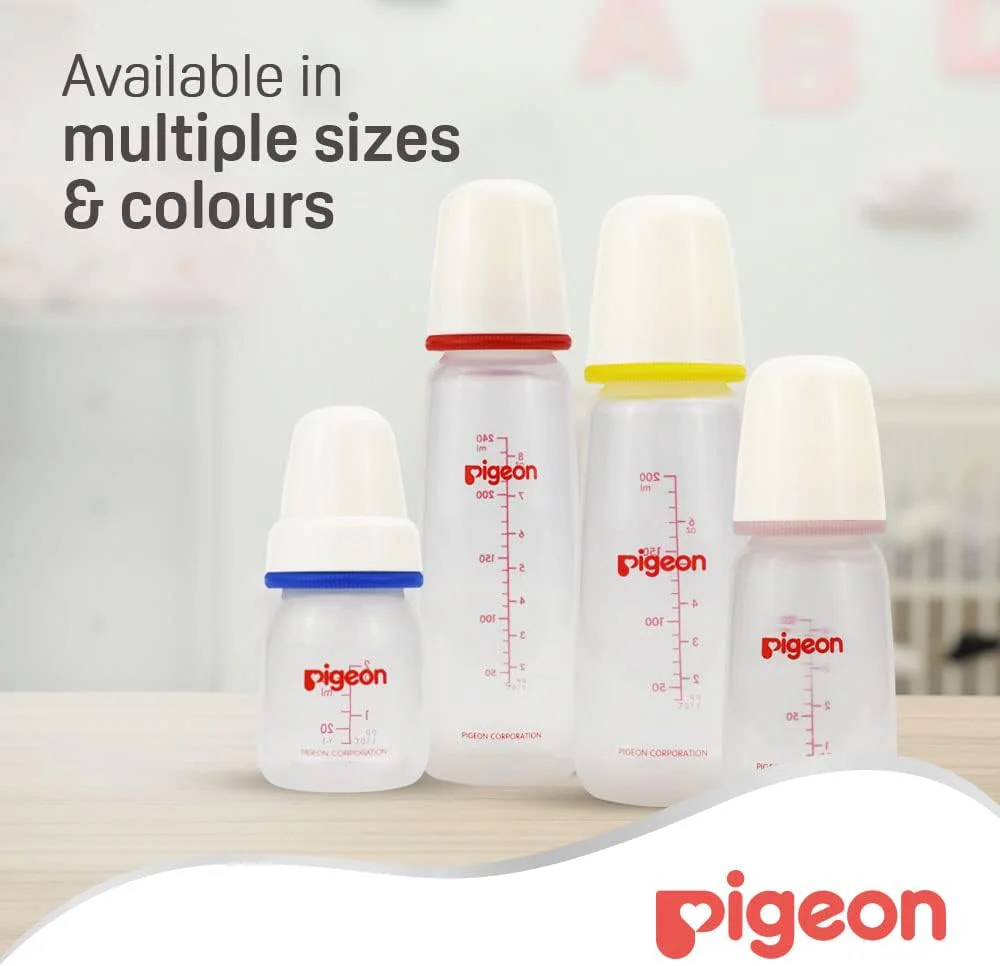 Pigeon Slim Neck Plastic Feeding Bottle, White Cap, Ultra Soft Silicone Nipple, Anti Colic, Bpa & Bps Free, 240ml, Multi Color - Image 7