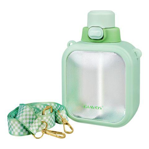 Giavos Fashion Plastic Water Bottle 700ml with Adjustable Strap, Green