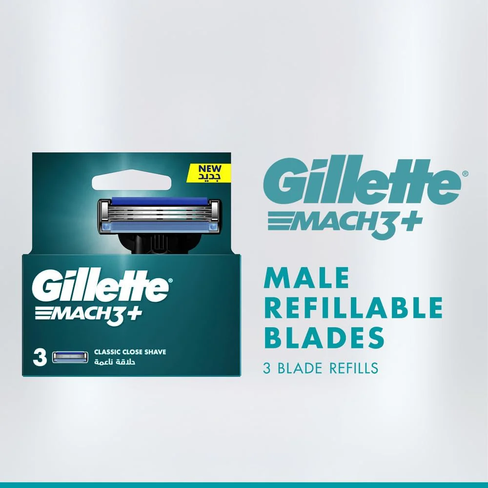 Gillette Mach3+ Men's Refillable Razor: 3 Blade Refills - Image 7