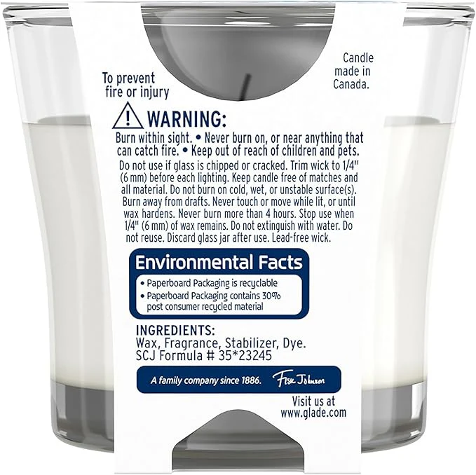 Glade Renewing Clean Linen Scented Candle, Fragrance Infused With Essential Oils, 3.4Oz - Image 4