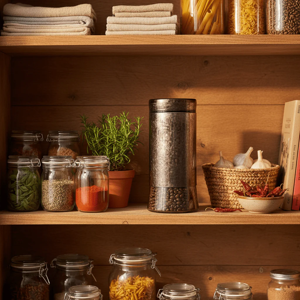 Brown Glass Storage Canister with Plastic Lid — 1 Litre - Image 2