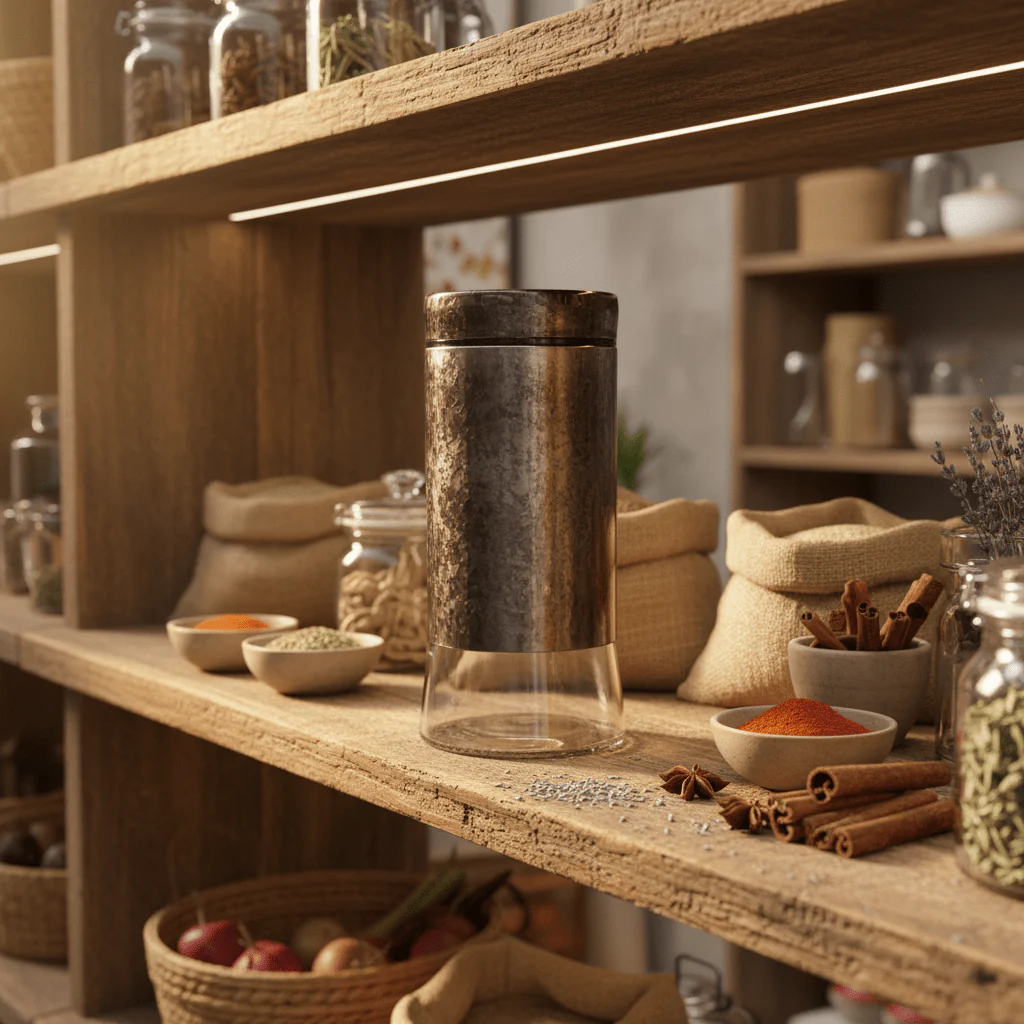 Brown Glass Storage Canister with Plastic Lid — 1 Litre - Image 3