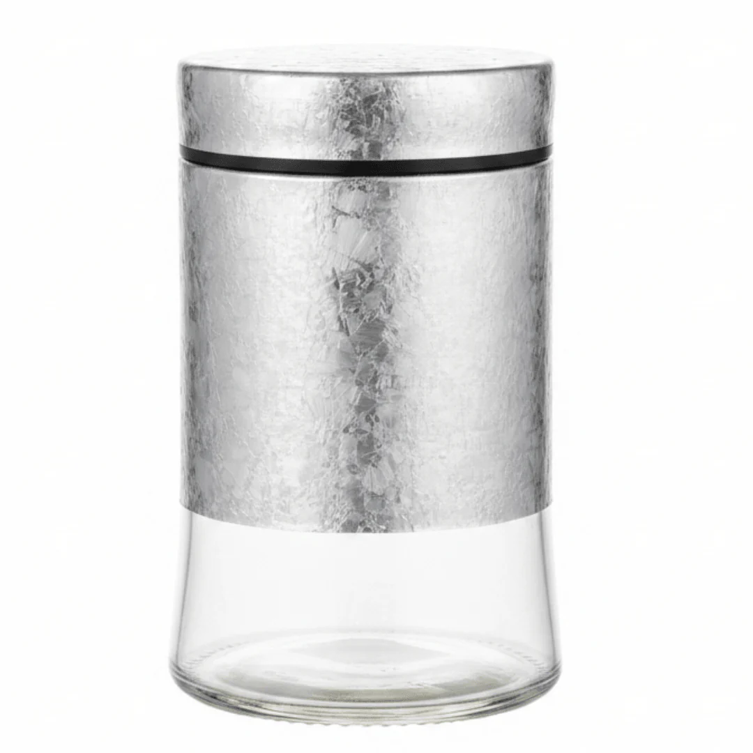Glass Canister with Decorative Plastic Lid – 750ml - Silver / Brown