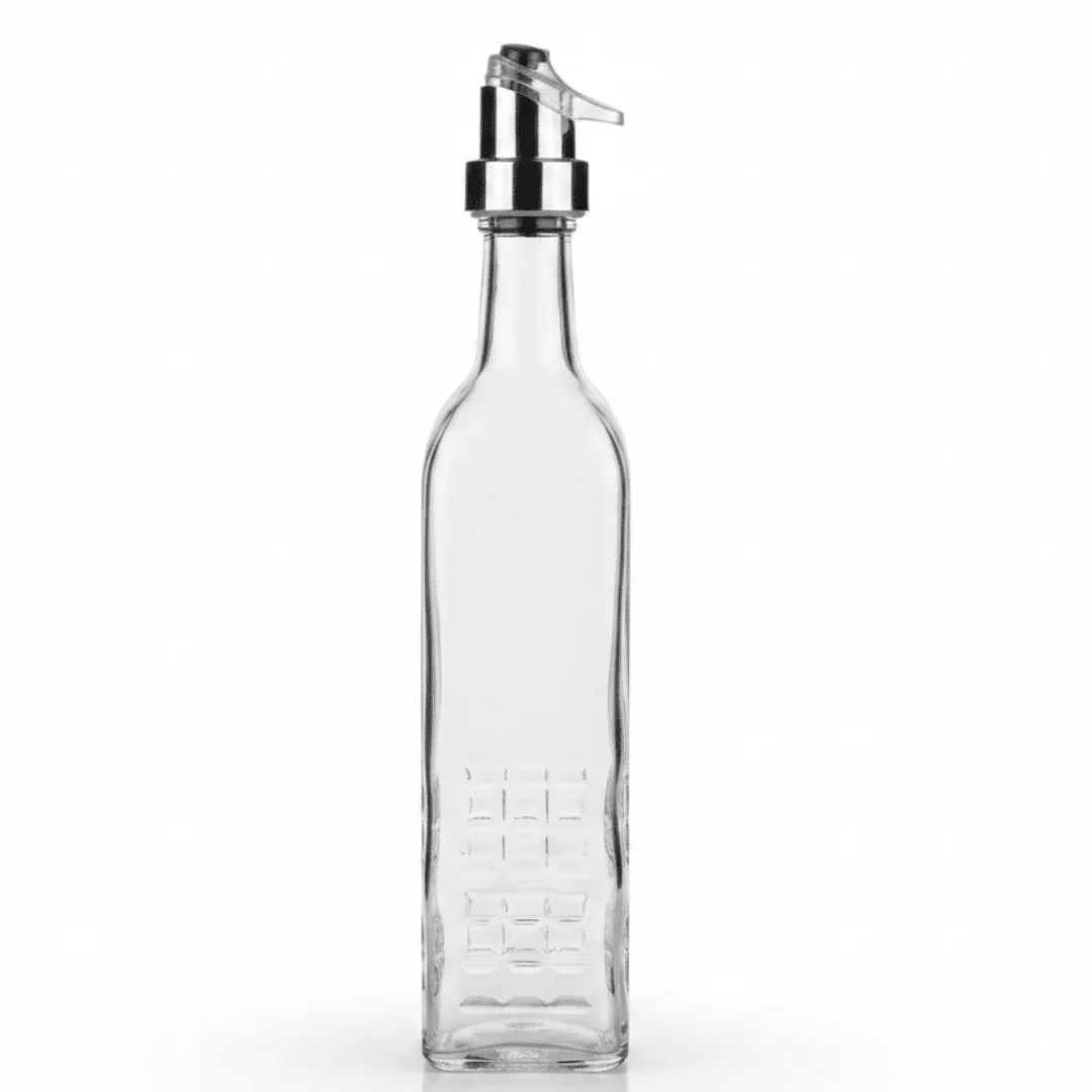 Elegant Glass Oil & Vinegar Bottle with Flip-Top Pourer — 500ml