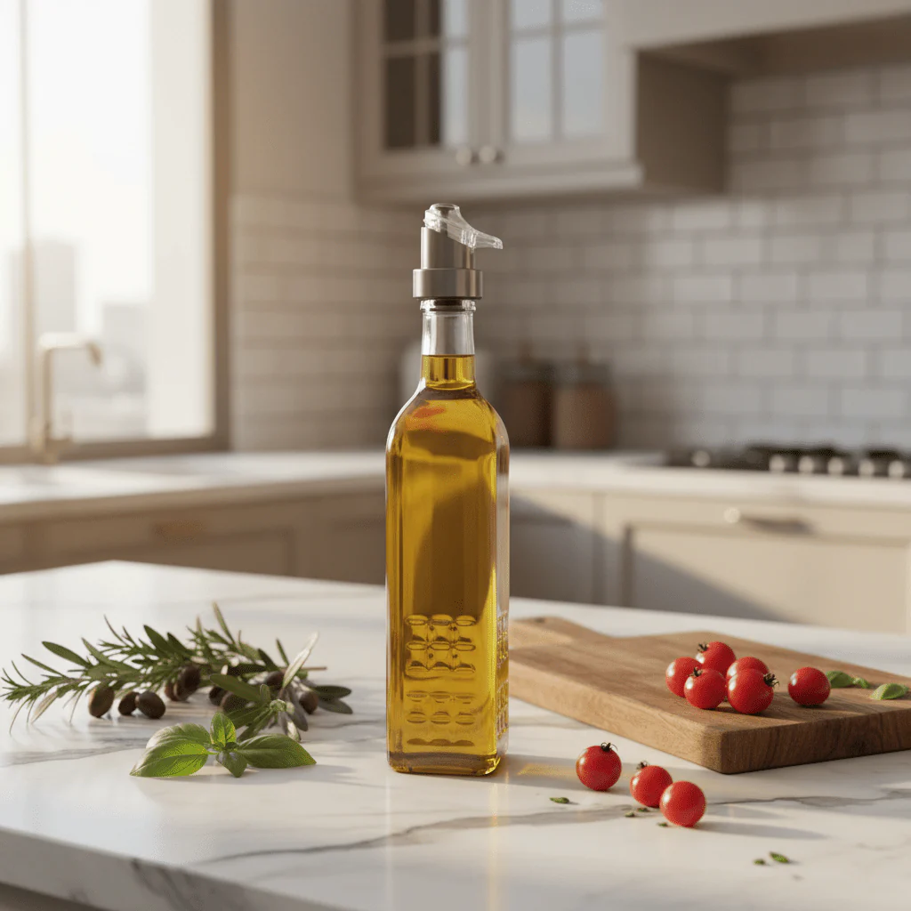Elegant Glass Oil & Vinegar Bottle with Flip-Top Pourer — 500ml - Image 2