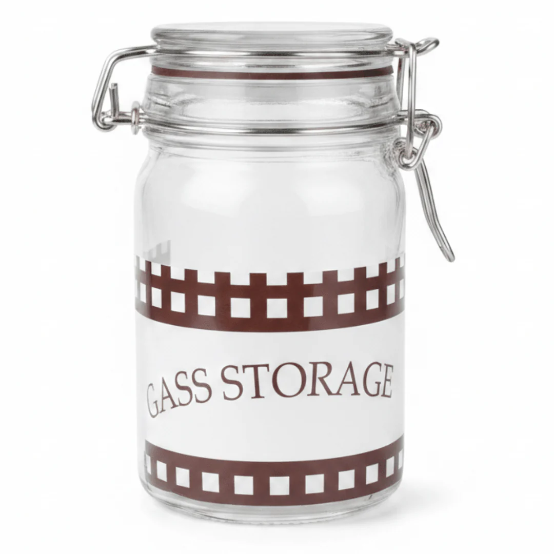 Glass Storage Jar with Clip Lid & Decorative Band – Airtight Borosilicate Glass Canister for Kitchen, Gifting & Home Organisation | 200ml / 250ml | - Image 5