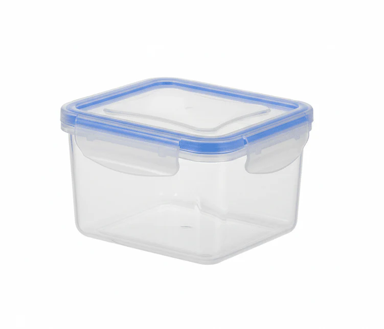 Golden Lock Plastic Rectangular Food container With Lid 380ml-Blue&Transparent
