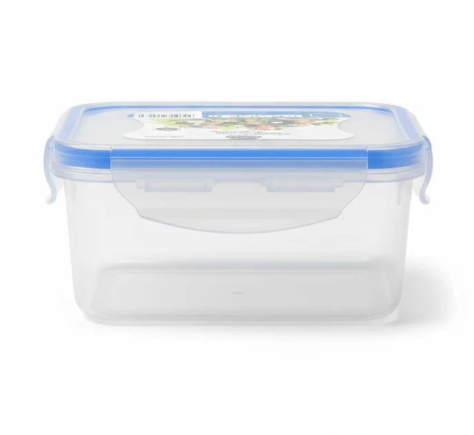 Golden Lock Plastic Square Food container 600ml-Blue&Transparent
