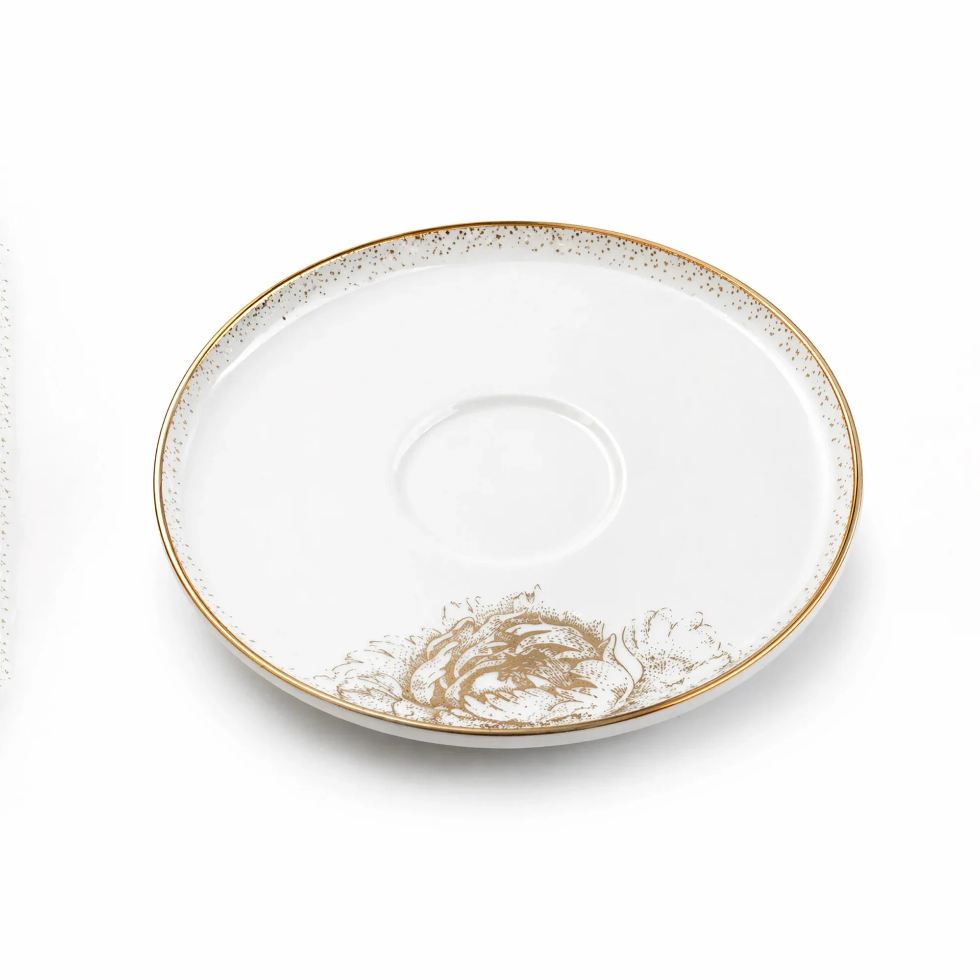 ABL GP-150 Glass Tea Cup & Saucer Set – 12 Pieces – Clear Glass with Gold Rim & Elegant Floral Accent Design - Image 3