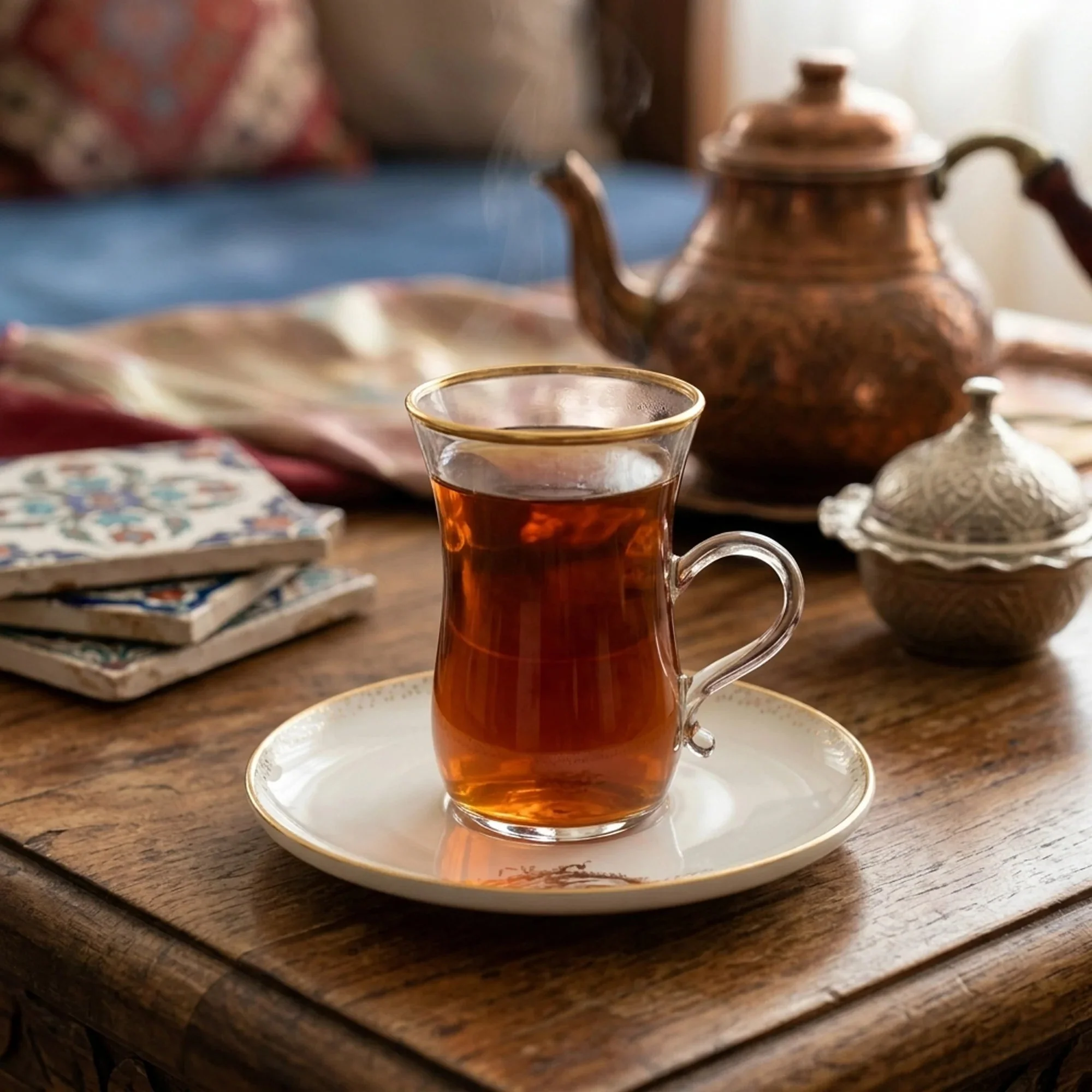 ABL GP-150 Glass Tea Cup & Saucer Set – 12 Pieces – Clear Glass with Gold Rim & Elegant Floral Accent Design - Image 4