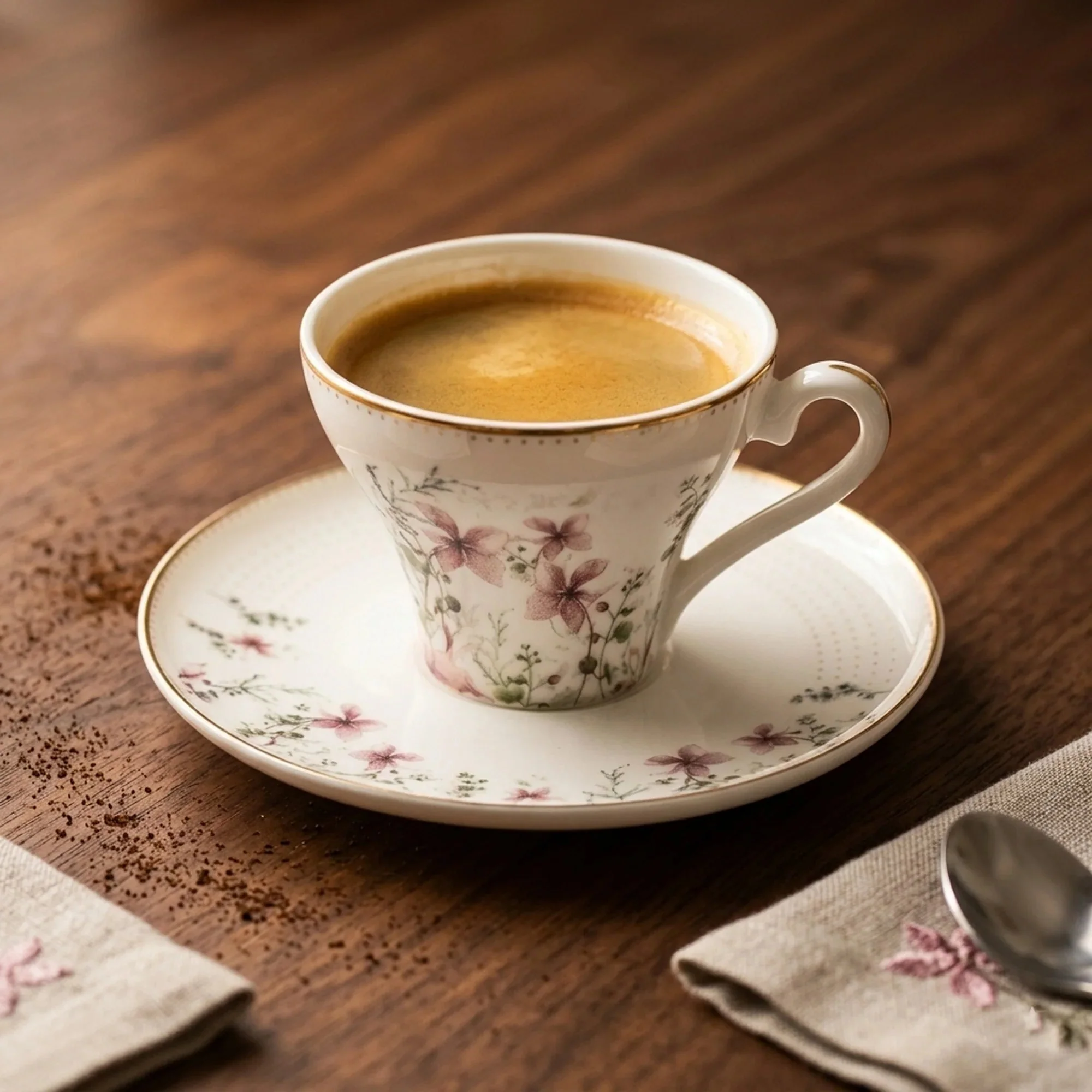 ABL GP-153 Ceramic Coffee Cup & Saucer Set – 12 Pieces – Floral Design Coffee Cups with Matching Saucers - Image 4