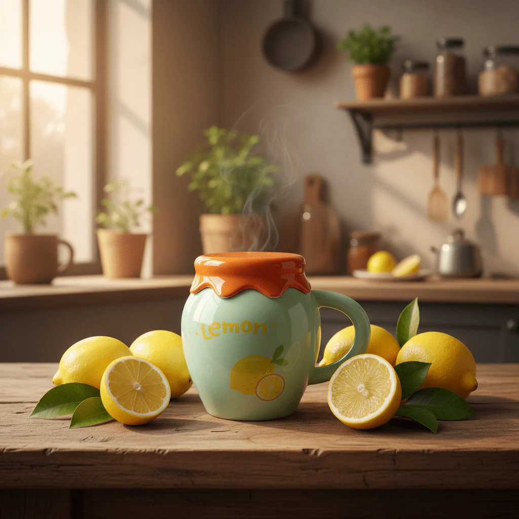 Lemon Ceramic Mug With Lid — Mint Green | 380ml - Image 4