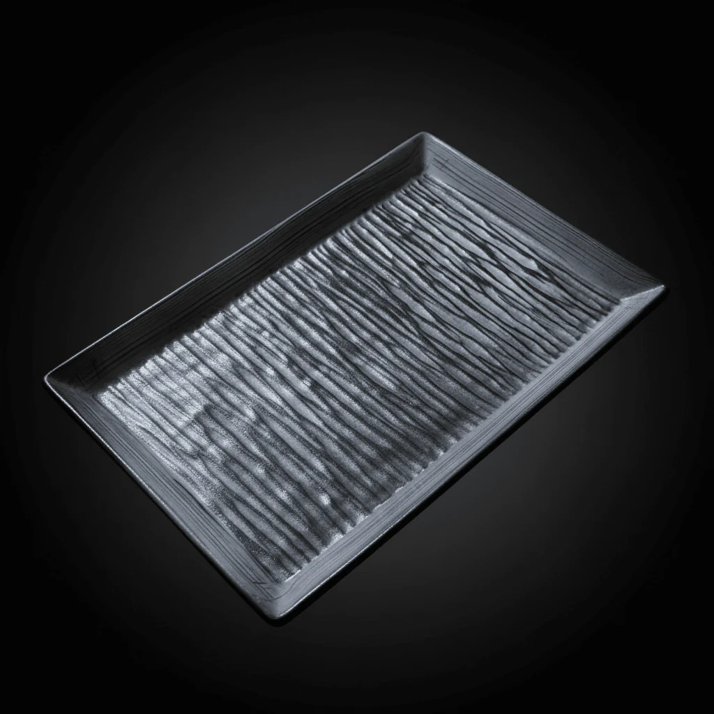 Elegant Grey & Black Ceramic Rectangle Plate | 25×16.5cm | - Image 4