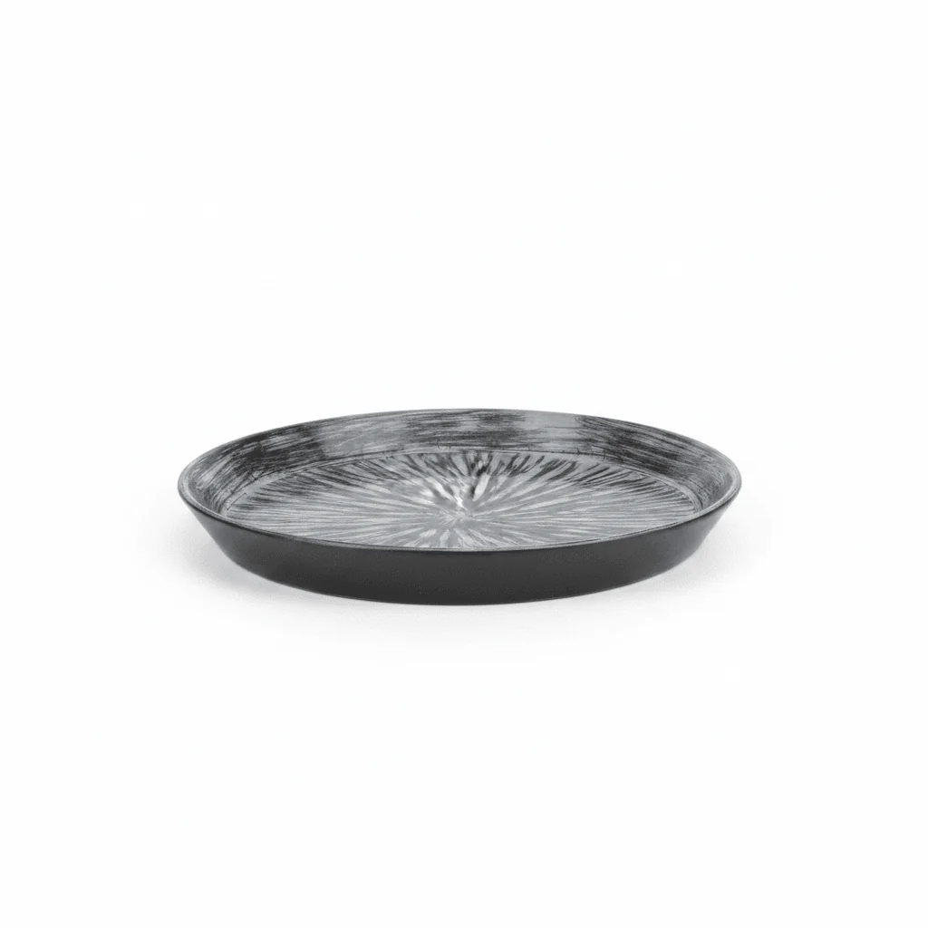 Elegant Grey & Black Ceramic Round Plate 20cm | Starburst Radial Design - Image 4