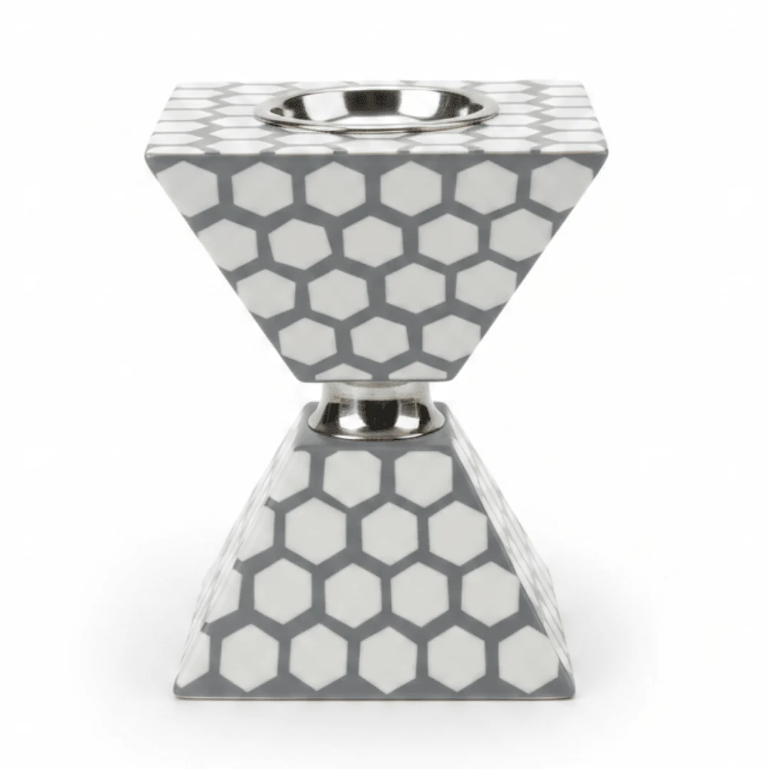 Grey & White Plastic-Coated Incense Burner - 17×12cm
