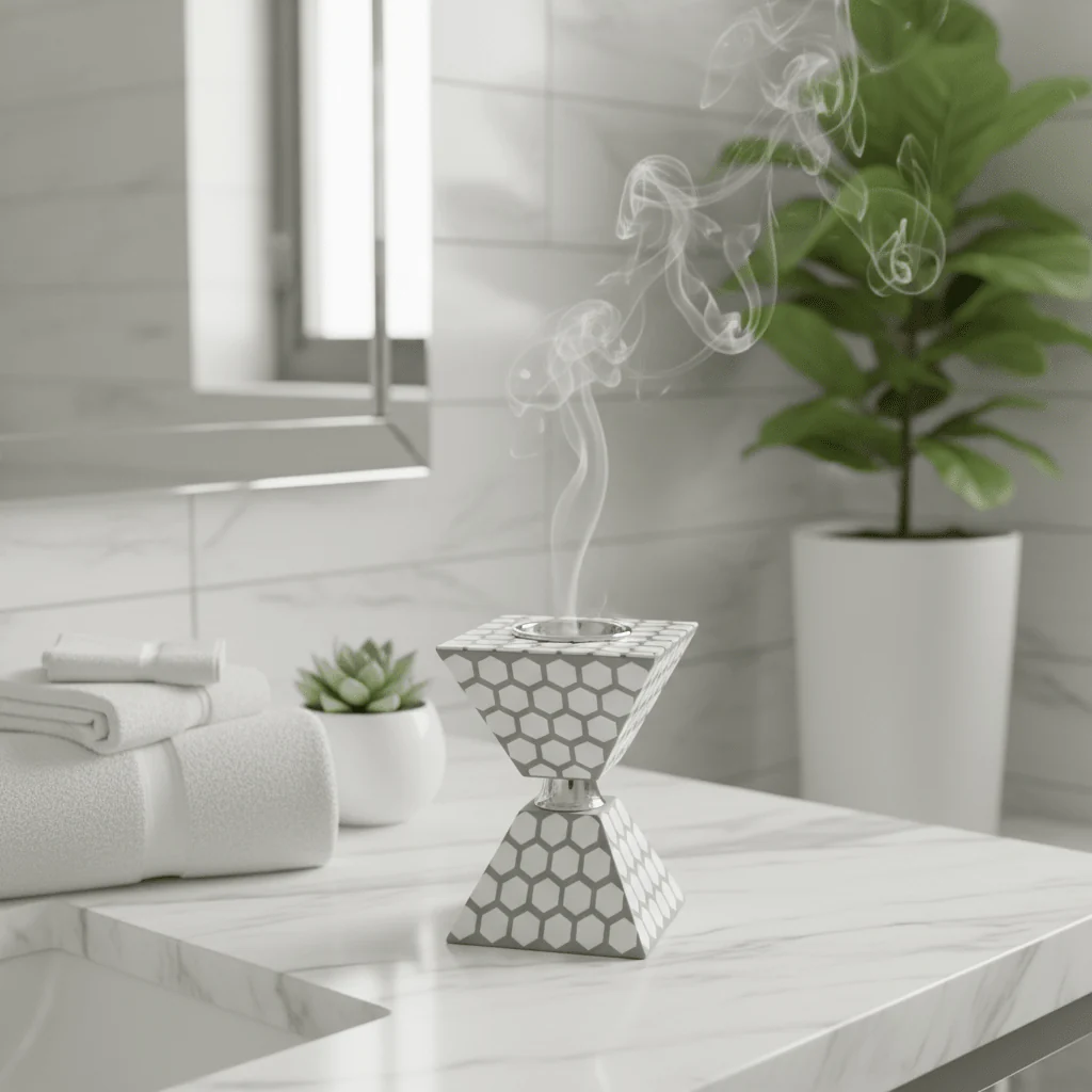 Grey & White Plastic-Coated Incense Burner - 17×12cm - Image 2