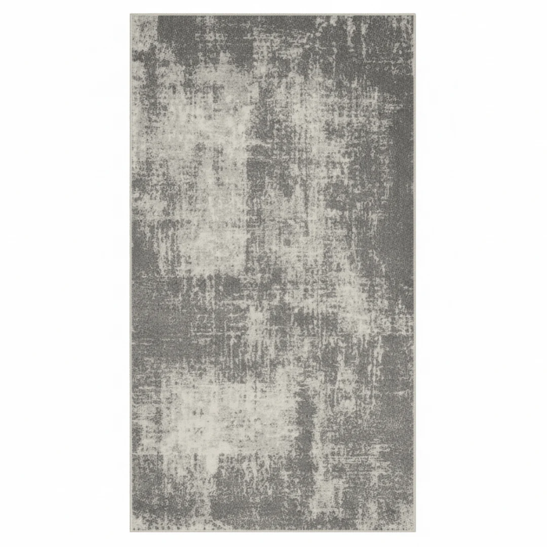 Grey & Cream Abstract Distressed Jod Carpet | Modern Luxury Area Rug | 80 × 150 cm |