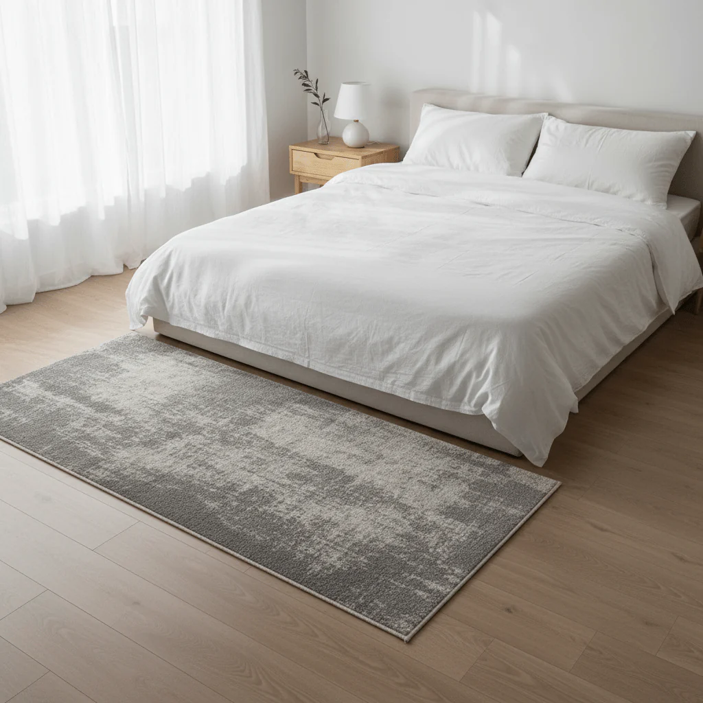 Grey & Cream Abstract Distressed Jod Carpet | Modern Luxury Area Rug | 80 × 150 cm | - Image 2